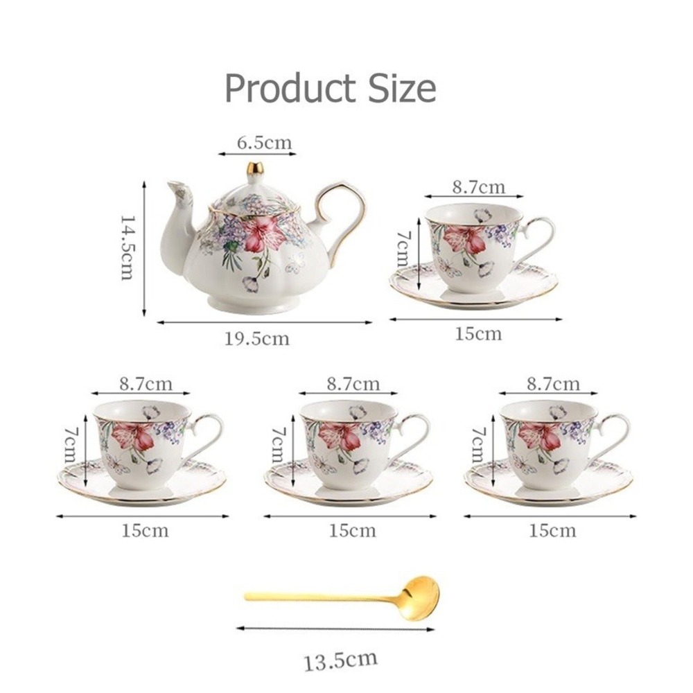Le Potocio Bone China  Tea Set Vintage Floral Coffee Cups And Tea Sets Porcelain - Picture 9 of 11